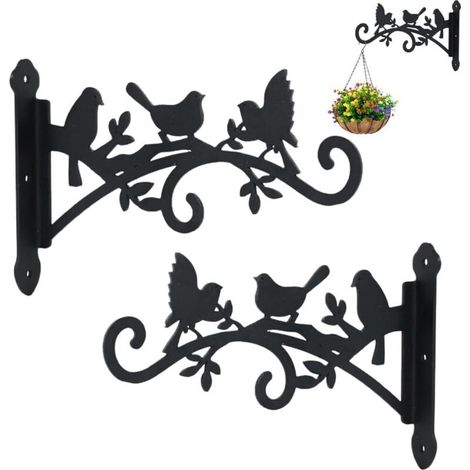 Supports de Panier à Suspendre, 2 Pièces Suspension Mural Crochet Plante, Support Crochet Plante Suspendues, Supports de Panier Suspendu avec Vis, pour Extérieur, Jardin, Plantes, Lanternes (1/5)