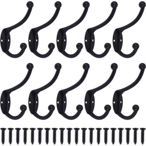 Patère à Crochets - Rétro - Vintage - Noir - Métal - 10 Pièces (1/4)