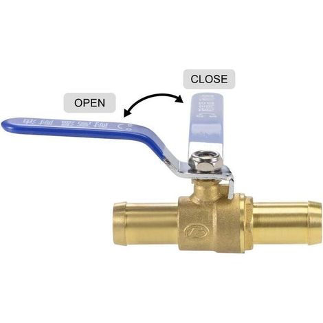 Valvola a sfera Bardusch, valvola di intercettazione per tubo con raccordo a barbella da 19 mm a tubo con raccordo a barbella da 19 mm, maniglia di azionamento a 90 gradi, valvola in ottone, confezion (1/2)