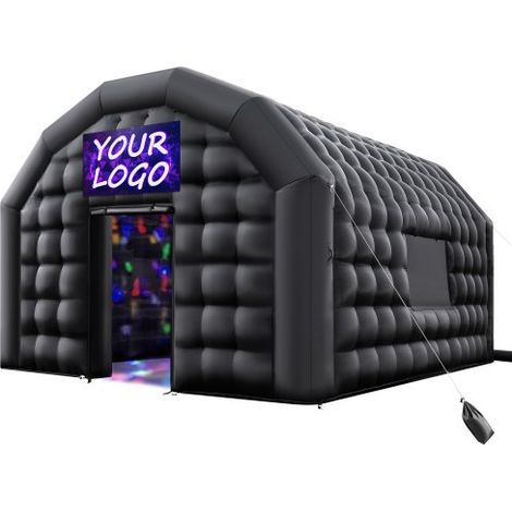 Tente de Fête Gonflable, 5 x 4 x 3,8 m, Tente Cube Gonflable, Discothèque Boîte de Nuit Club à Gonfler avec Souffleur 680 W, Sac de Sable, 2 Fenêtres, pour Évènement, Anniversaire, Mariage, Noir (1/3)