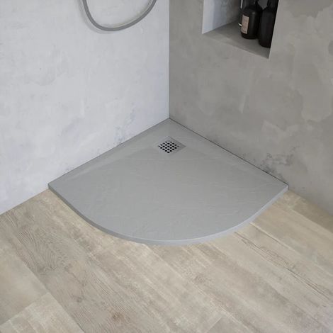 Piatto doccia semicircolare 80x80 cm in marmoresina grigio effetto pietra h3 cm Milos (1/4)