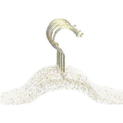 Lot de 10 cintres en plastique transparent à paillettes et cristaux sans couture, 40 cm, pour penderie ou dressing, couleur or pailleté (2025) (1/3)