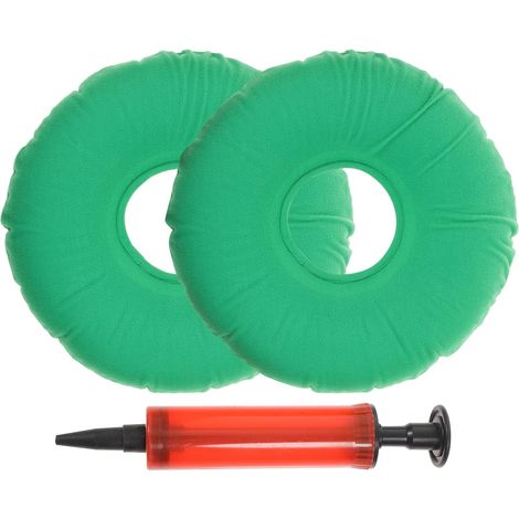 Coussin rond gonflable vert, lot de 2, en PVC et coton