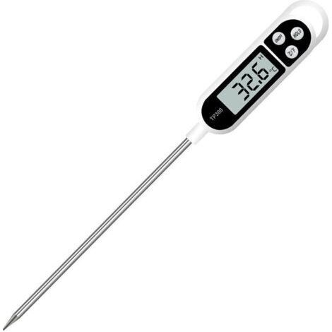 Digitales Küchenthermometer, Haushaltsthermometer, Ofenthermometer, Kochthermometer, lange Sonde, Korrosionsschutz, umschaltbare Anzeige zwischen °C und °F zum Kochen, Grillen und Backen
