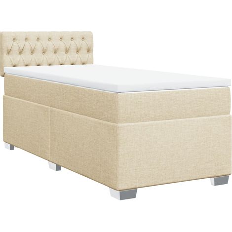 vidaXL Giroletto a Molle con Materasso Crema 100x200 cm in Tessuto (1/5)