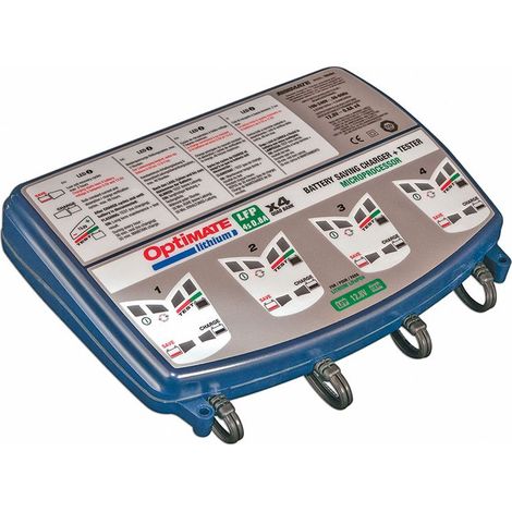 OPTIMATE 2026/01 OPTIMATE CHARGEUR DE BATTERIE AU LITHIUM 4S 12,8 V / 13,2 V 0,8 A, 1-10 Ah, LiFePO4 / LFP, SAE QUAD BANK (POUR 4 BATTERIES) (EL) (6)