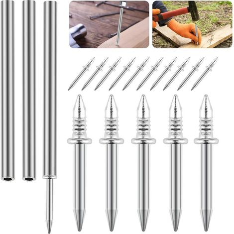 Lot de 300 clous de plinthe à double tête sans couture pour plinthe clous à double tête sans trace vis de sécurité invisibles pour clous de meubles en bois avec 3 outil de manchon (1/4)