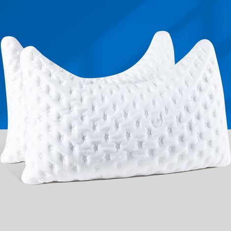 Lot de 2 oreillers rafraîchissants pour le sommeil latéral pour soulager les douleurs au cou et aux épaules, en mousse à mémoire de forme déchiquetée, oreillers de lit avec soutien cervical, grand lit (1/5)
