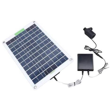 Kit de Pompe à Eau Solaire, Panneau Solaire 100 W 12 V, Débit Maximum de 800 L/H, Levage de 5 M, 3 X USB, 1 X Type C, 1 X Interface de Panneau Solaire DC, Boîte à 3 Piles (1/5)