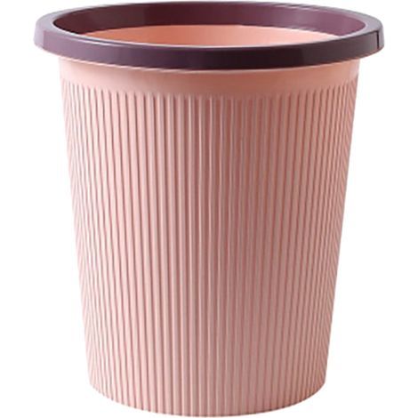 Poubelle en plastique exquise moderne, conteneur à ordures pour salle de bains, cuisine, salon, petit rose (1/5)