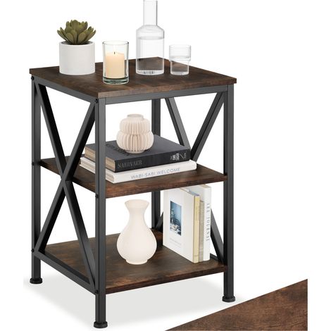Table d'appoint 40,5 x 60,5 cm en panneau de fibres bois foncé