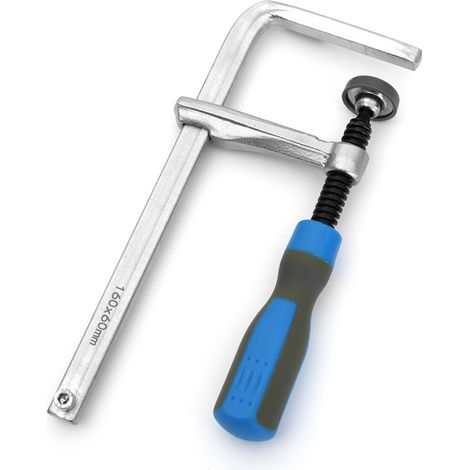 Serre-joint en Forme F 160x60mm pour Menuiserie - Outil de Serrage Robuste en Acier, Poignée Antidérapante pour Bricolage et Travail du Bois