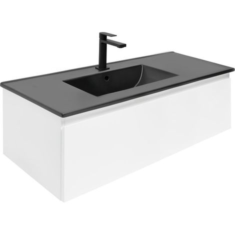 Ensemble meuble avec vasque et mitigeur - SAT - B-WAY 1 - 99x30x45 - blanc brillant - Blanc