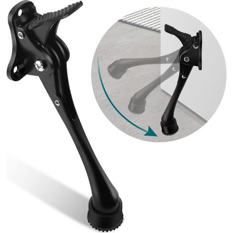 Butée de porte réglable de 18cm, En alliage de zinc, Pour l'intérieur et l'extérieur, Avec tampon antidérapant, Pour portails légers et lourds, Noir (1/5)