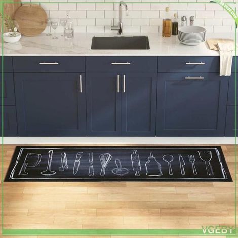42013431 Tapis de Cuisine Noir 180 x 60 cm Velours (1/5)