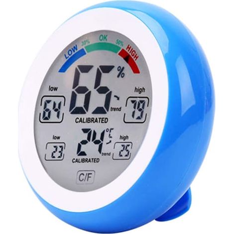 Thermomètre-hygromètre Meichoon intérieur/extérieur, appareil électronique sans fil, écran tactile rond bleu (1/3)