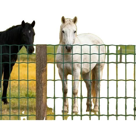 Malla metálica, rollo de 10 cm x 20 m, diámetro del alambre de 2,1 mm, fabricada en hierro galvanizado, recubierta de PVC, ideal para recintos de animales. (1/5)