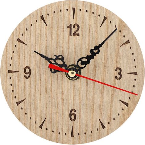 Vintage round wooden analog wall clock for living room, bedroom, or office (12 cm) (1/5)