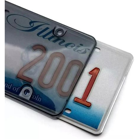Lot de 2 supports de plaque d'immatriculation, en plastique noir, compatibles avec la plupart des plaques américaines standard - Vis et cache-vis inclus (1/4)
