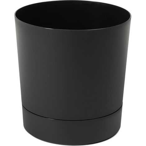 Grand pot de fleurs intérieur avec soucoupe, grand pot de fleurs pour plantes d'intérieur, pour l'intérieur et l'extérieur (diamètre 35 cm, noir) (1/5)