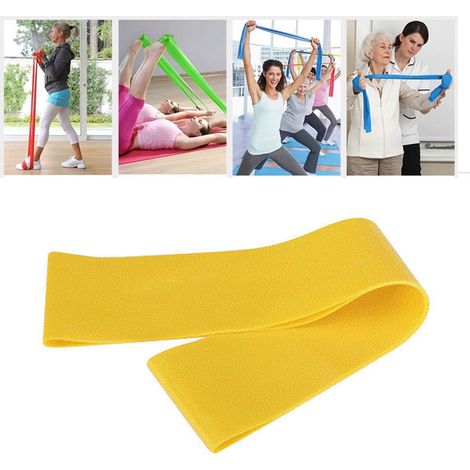 Bande élastique de résistance pour exercices de musculation, jaune, 9 kg (20 lb). (1/5)