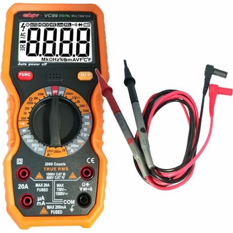 TESTER MULTIMETRO DIGITALE PUNTALI RILEVATORE AMPERE FARAD OHM VC99