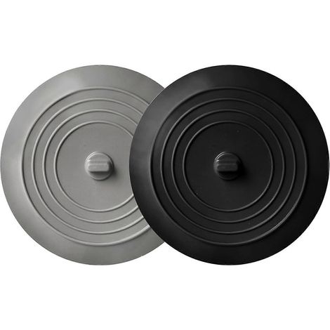 Lot de 2 bouchons noirs et gris pour évier et baignoire, bonde standard de 8,9 cm (3,5 pouces), bouchon en caoutchouc pour cuisine et salle de bain (1/4)
