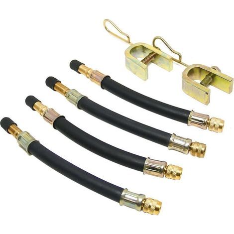 Lot de 4 Tire Valve Extension Pneu Flexible Tuyau Valve 150mm avec 2 Supports (1/5)
