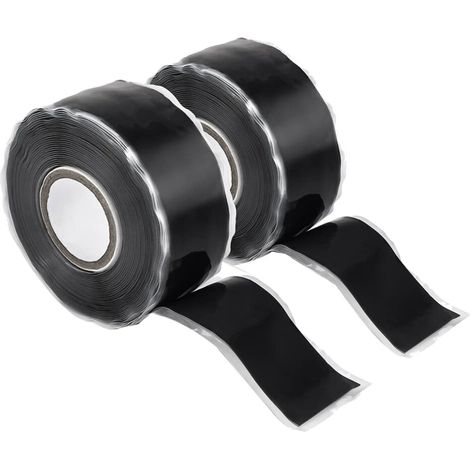 2er-Pack selbstklebende, 2,5 cm breite und 3 m lange Silikon-Dichtungsbänder, wasserdichtes Gummidichtungsband für Rohrreparaturen