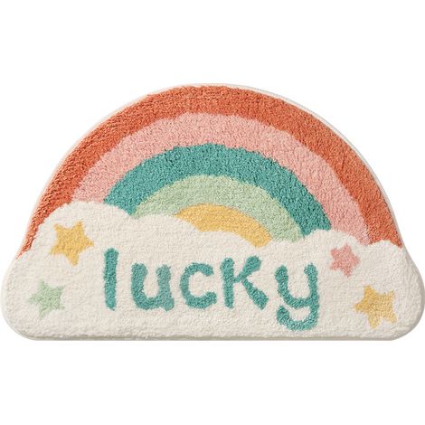 Tapis de sol semi-circulaire antidérapant créatif à motif arc-en-ciel et soleil (1/2)