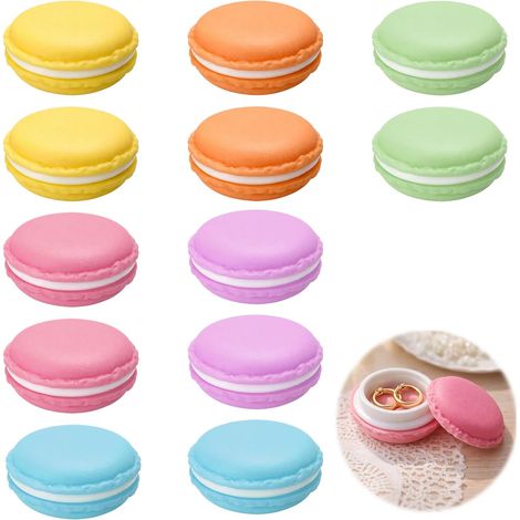 Lot de 12 mini boîtes à bijoux, en forme de macarons, portables, pour ranger des bonbons, des boucles d'oreilles, des bagues, des colliers et des cosmétiques (1/5)