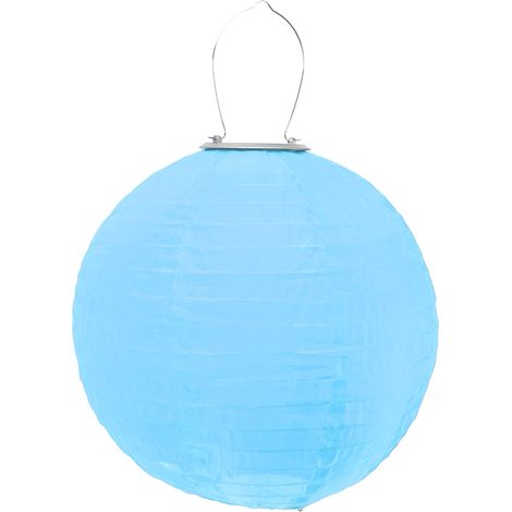 Lanterne solaire LED en tissu, étanche IP55, style chinois, en nylon, à suspendre, pour jardin, festival ou fête en extérieur (bleu). (1/5)