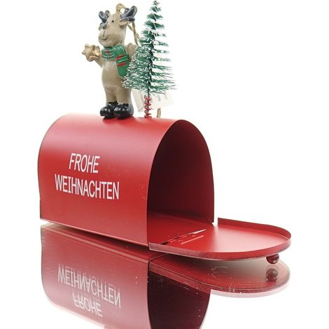 Gasper – Boîte aux lettres de Noël style américain avec renne – Rouge, métal et polyrésine (1/4)