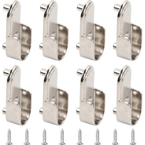 8 PièCes Supports Pour Tringles, Support Tringle Rideaux, Support Tringle Penderie Ovales En MéTal Avec Vis, Acier Inoxydable Supports DextréMité De Rail Pour Placard, Armoire, Cuisine (1/5)