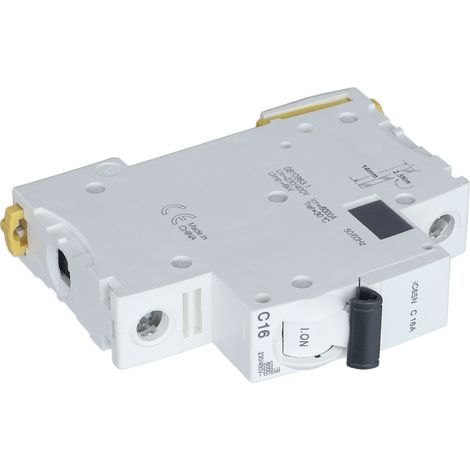 Disjoncteur miniature 1P, isolateur de courant différentiel, montage sur rail DIN, 230 V/400 V, 16 A, IC65N C16 (1/5)