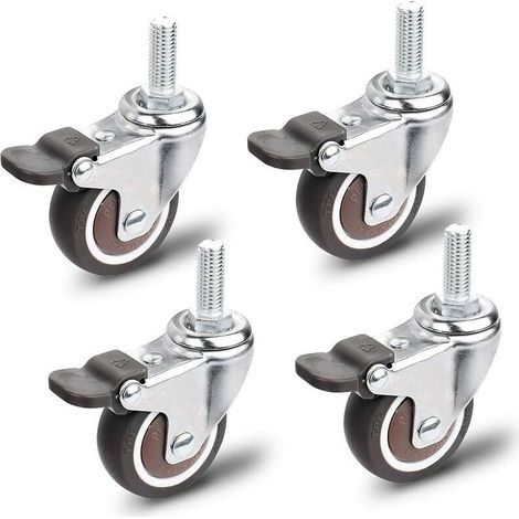 Roulettes pour Meubles, 4 Pièces Roulette Pivotante, M10x25mm Universelles Roulettes pour Meubles, Capacité de Charge 40 KG par Roulettes (1/4)