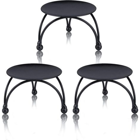 Bougeoir noir en fer, lot de 3 supports pour bougies pilier de 6,3 cm (2,5 po), design élégant et stable, idéal pour bougies LED ou cire, parfait pour tables, mariages et décoration intérieure (1/5)