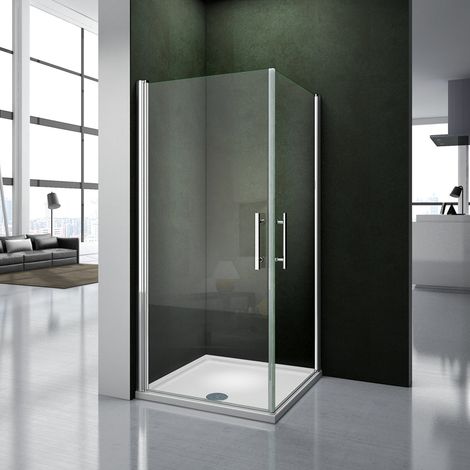 Box Doccia Angolare Doppia Porta a Battente Rotazione Di 180 Gradi In Vetro Temperato 6mm Anticalcare Trasparente 80x80x185 cm Piatto Doccia 80x80 cm (1/5)