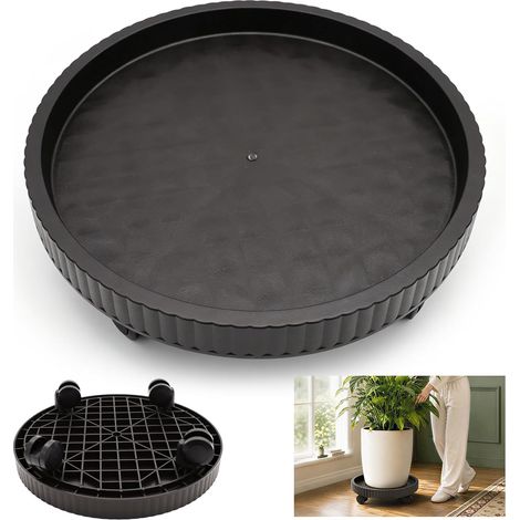 Roulette pour plantes d'extérieur résistante aux intempéries 40 cm Soucoupe pour pot de fleurs avec roulettes Noir Charge lourde Roulette pour pots de fleurs et jardinières (1/5)