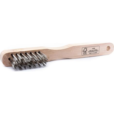TrendLine Drahtbürste Edelstahl 3-reihig Holzgriff Grillreiniger Stahlbürste (1/3)