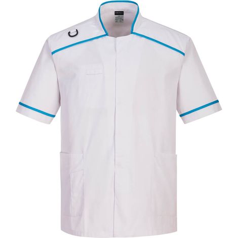 Batín sanitario para hombre tejido elástico 2 direcciones PORTWEST C821 XXXL Blanco / Azul celeste