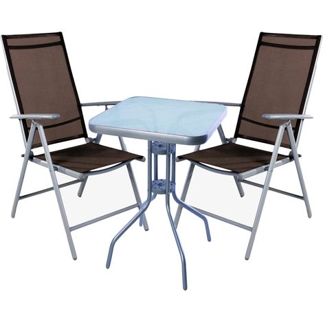 Bistrogarnitur 3-teilig 60x60cm Silbergrau/Schokobraun-MMC33081+2xMMC5000SB (1/3)
