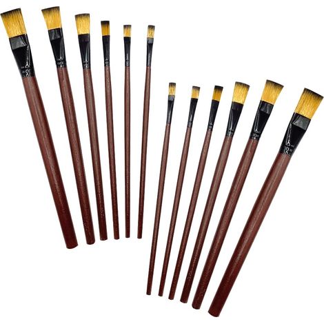 Nylon Pinceaux Artiste, Petits Pinceaux Plats et Ronde Pointus (Pinceau à Huile en nylon-12) (1/5)