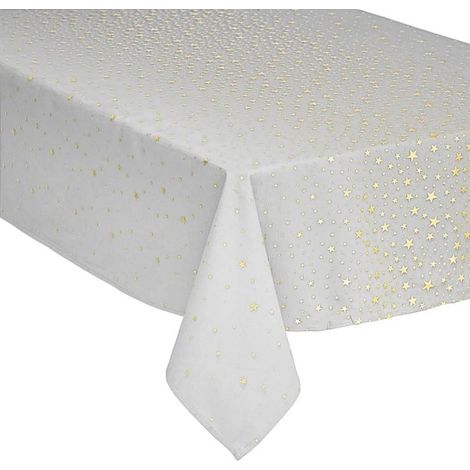 Paris Prix - Nappe Imprimée étoiles colorama 140x240cm Blanc