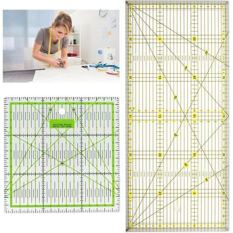 Lntyq 2 Pcs Regle Couture, 30 x 15 cm/ 15 x 15 cm Règle Couture Set, Regle de Couture avec Indications d'Angles, Acrylique Transparen Effacer l'échelle, Règles pour Patchwork, Couture et Quilting (1/5)