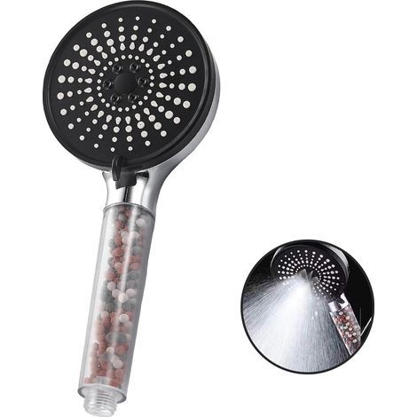 Pomme de douche, pommeau de douche à filtre amélioré haute pression, 5 expériences de douche, pommeau de douche universel avec filtre à eau(noir) (1/5)