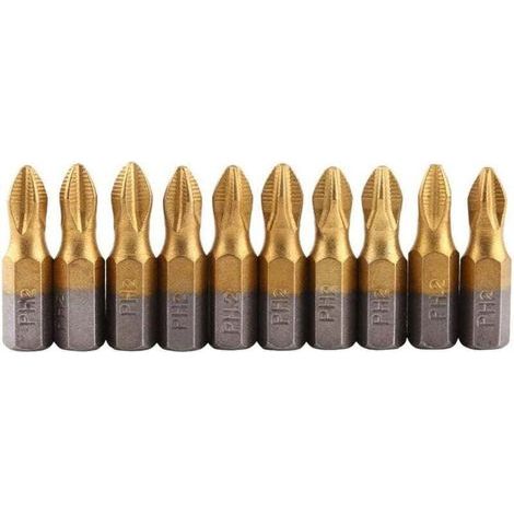 10 embouts de tournevis magnétiques antidérapants PH2 à tige 1/4" 25 mm, idéaux pour les électriciens, les mécaniciens et les travaux de réparation (1/4)