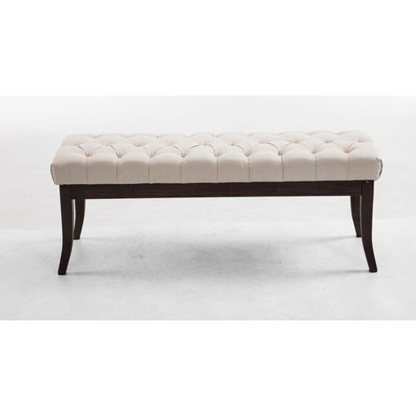 Taburete Recibidor Ramses En Tela & Madera Oscura Crema 120 cm