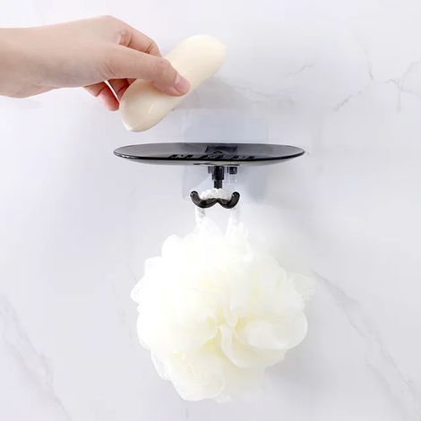 Porte-savon de vidange en plastique toilette sans couture ventouse boîte à savon salle de bain organisateur support de rangement boîte à savon plat porte-savon gris