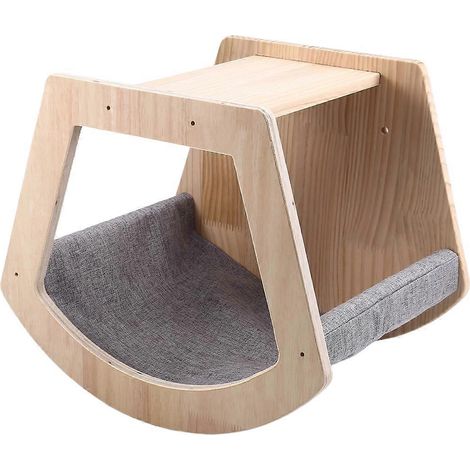 Kletterplattform aus Holz für Katzen, trapezförmiges Katzenbett (1/5)